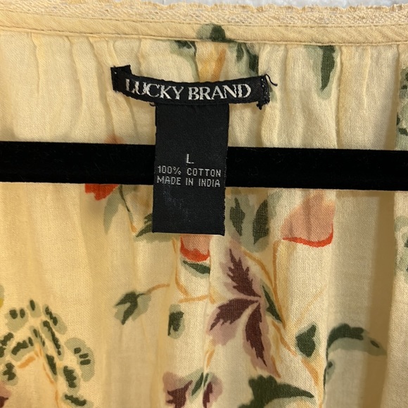 Lucky Brand semi sheer Asian print top size Large 100% cotton - Picture 2 of 9